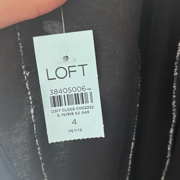 Loft Seamed Linen Blend Midi Dress Black White Preppy Feminine Chic - Picture 11 of 13